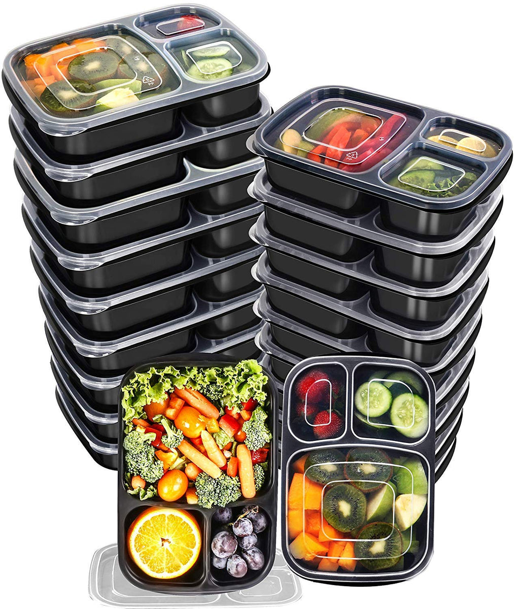 Utopia Kitchen 32 Oz. 3 Compartment Meal Prep Container Pack with Lid ...