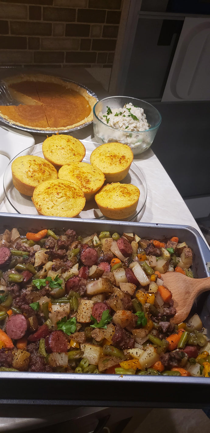 We-dont-like-poultry thanksgiving feast for 2.