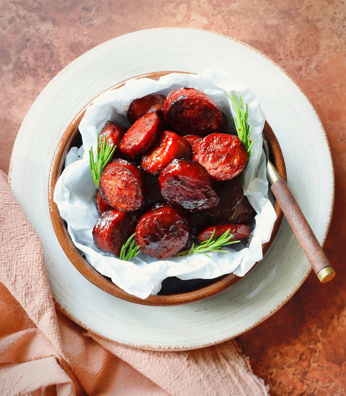 Pomegranate Glazed Sausage Bites