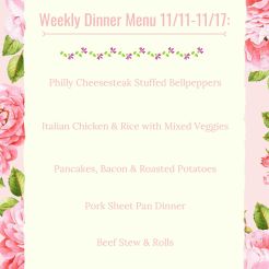 Weekly Dinner menu