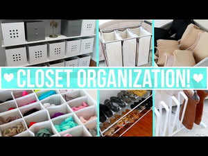 How to organize your closet including: clothing drawers, clothes, shoes, boots, jewelry, purses, bras and more! Links and more info below☟ ...