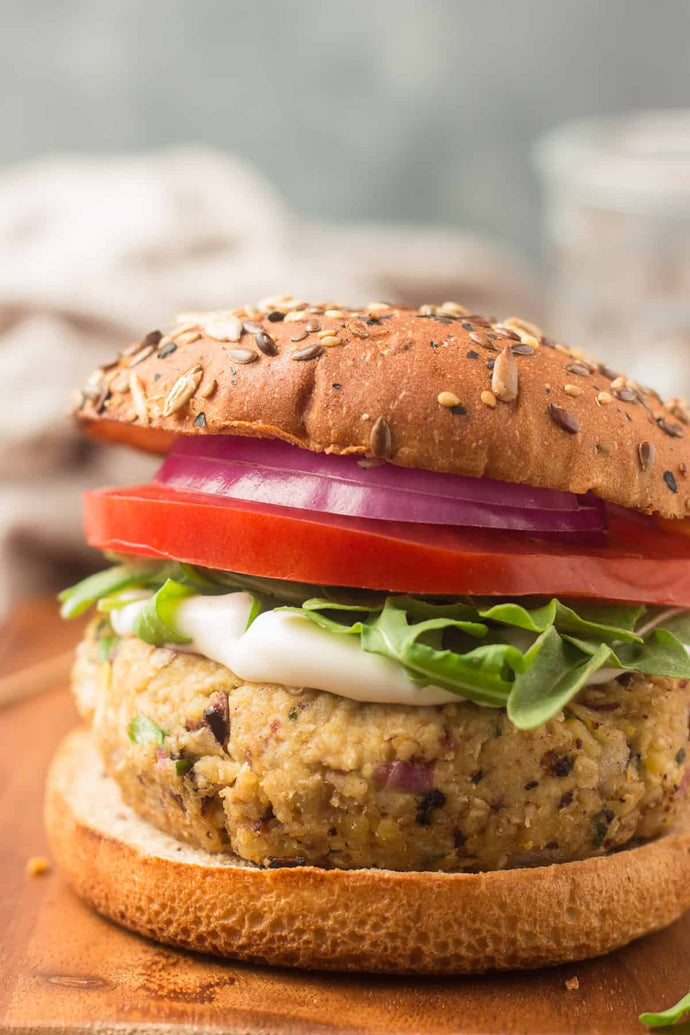Packed with juicy Kalamata olives, zippy lemon, and fresh herbs, these Greek-inspired chickpea burgers are like a Mediterranean flavor party in your face!
