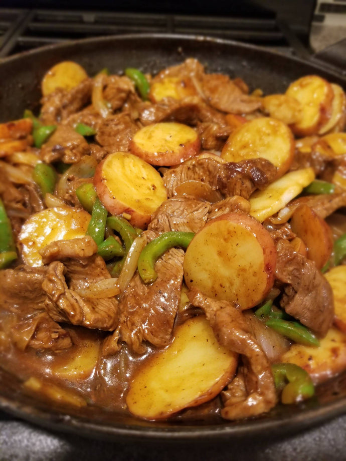 Pepper steak and potatoes
