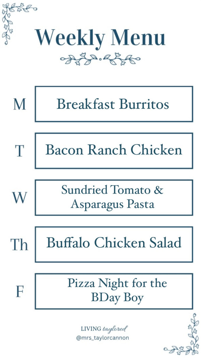 Weekly Menu Feb. 6th