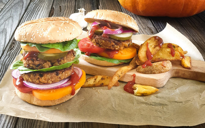 Pumpkin Veggie Burgers [Vegan]