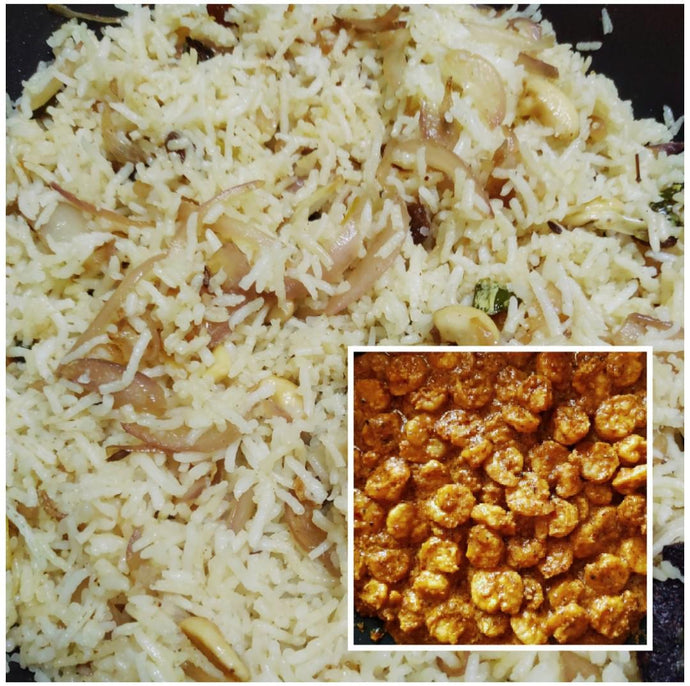 Ghee rice with Mangalorean Prawns roast! :D