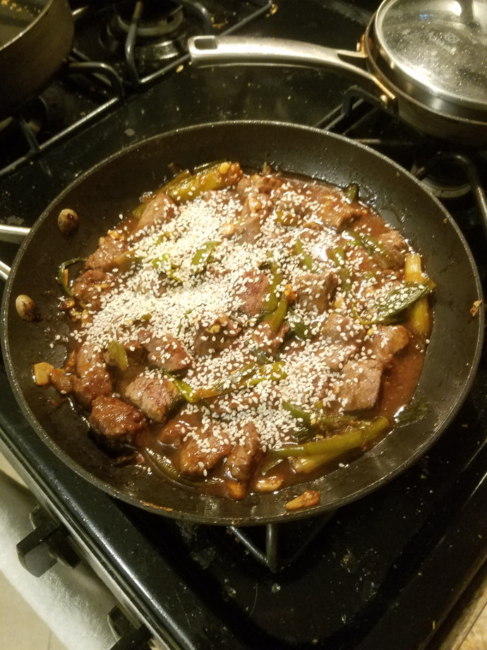 Mongolian Beef w/ sesame seeds