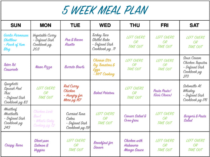 5 Week Meal Plan