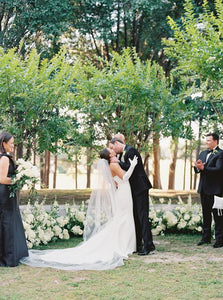 Hometown Backyard Wedding with Glamorous Bridal Style