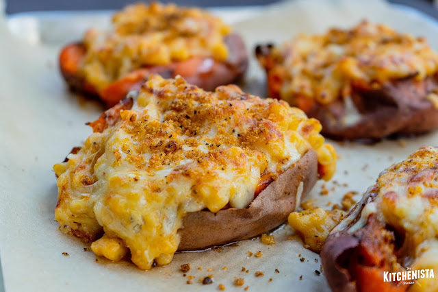 Mac & Cheese Stuffed Sweet Potatoes