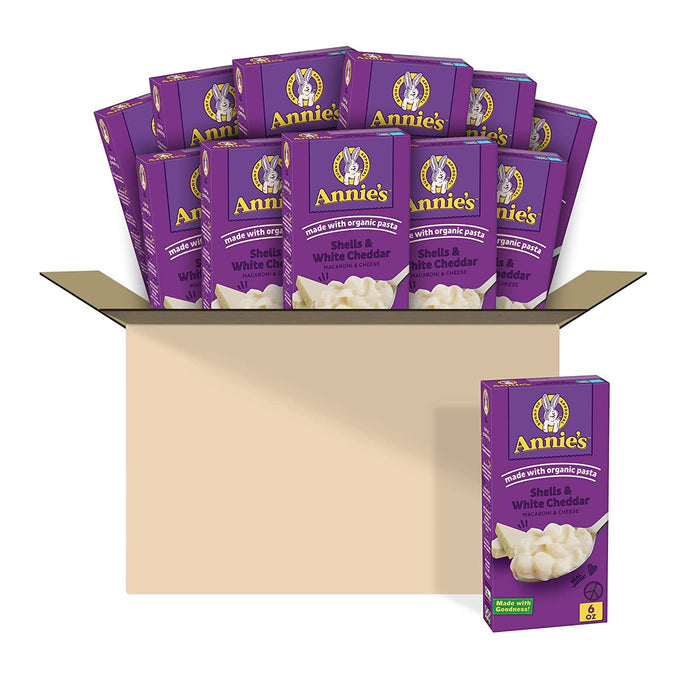 Annie’s White Cheddar Shells Macaroni & Cheese Dinner with Organic Pasta, 6 oz (pack of 12)