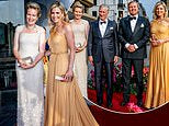 Going for gold! Queen Máxima of the Netherlands stuns in Grecian-style gown for state dinner