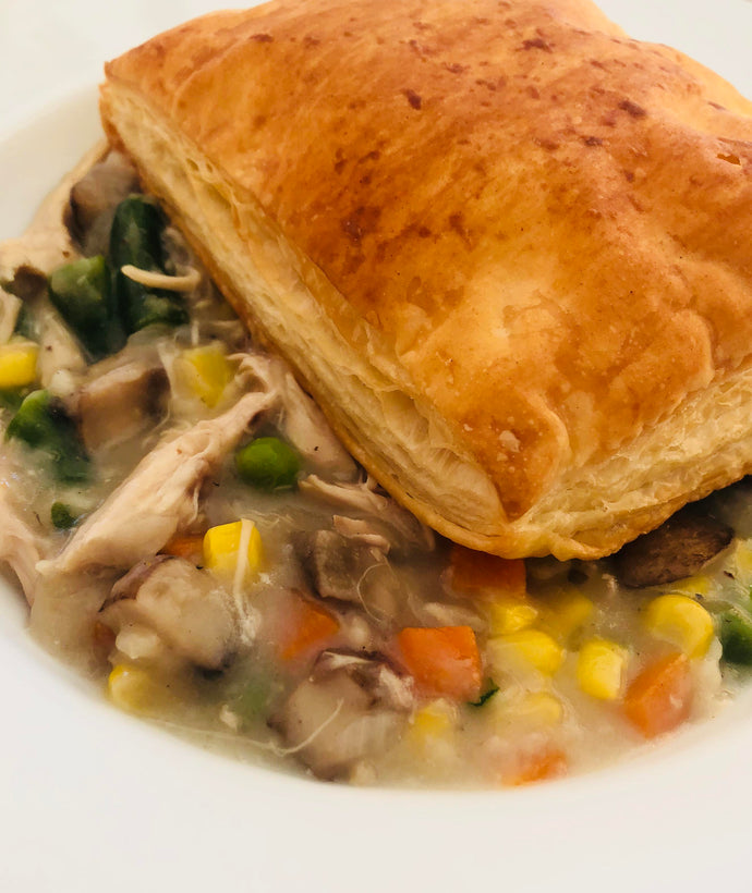 Homemade chicken pot pie for one!
