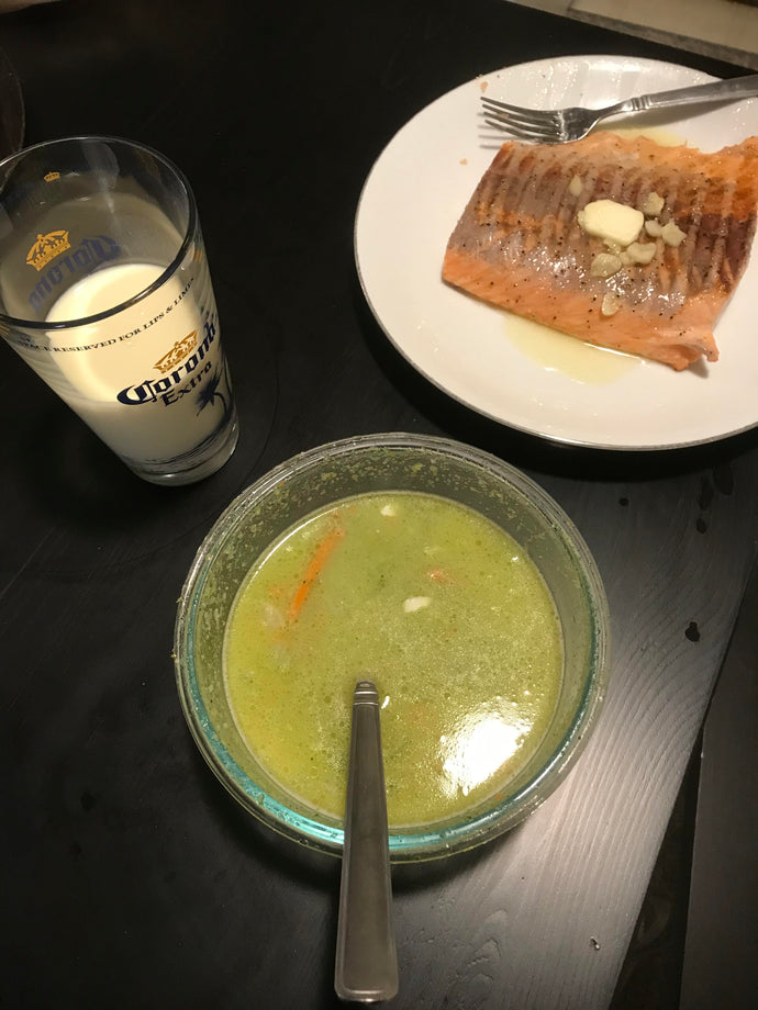 Salmon and broccoli soup
