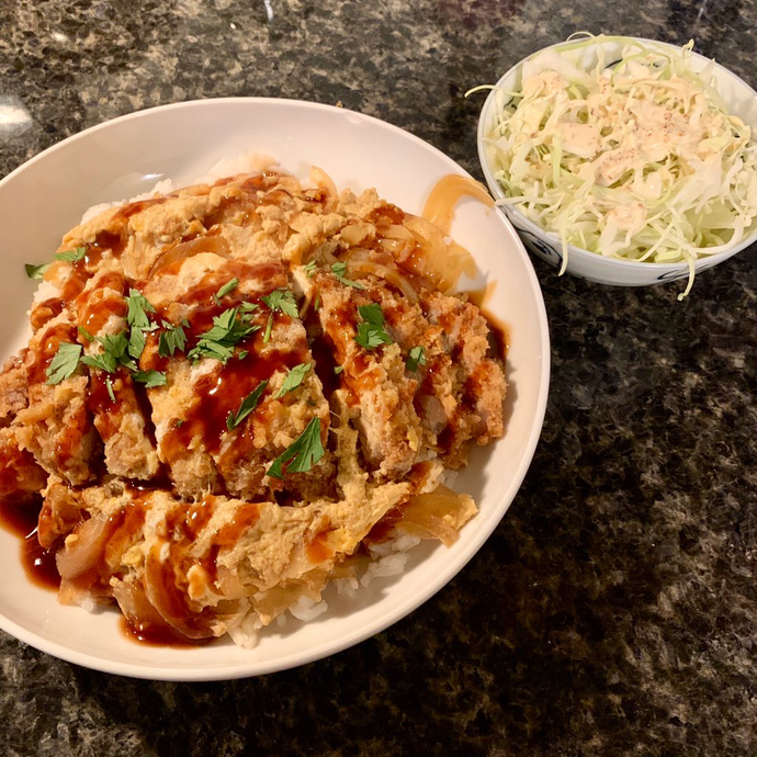 made katsudon and a cabbage salad tonight 😋