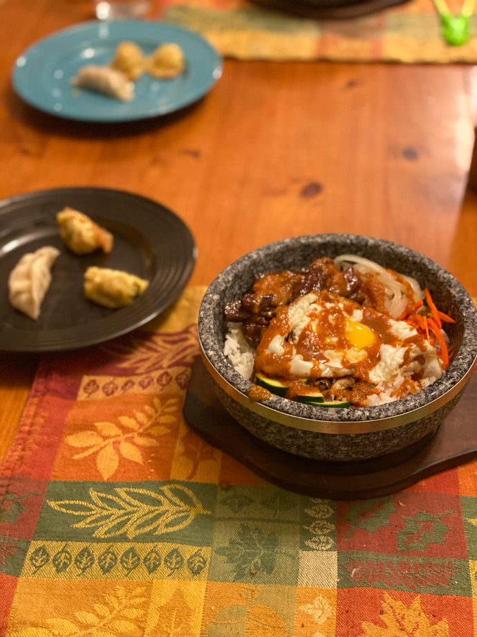 Bipimbop and homemade gyoza