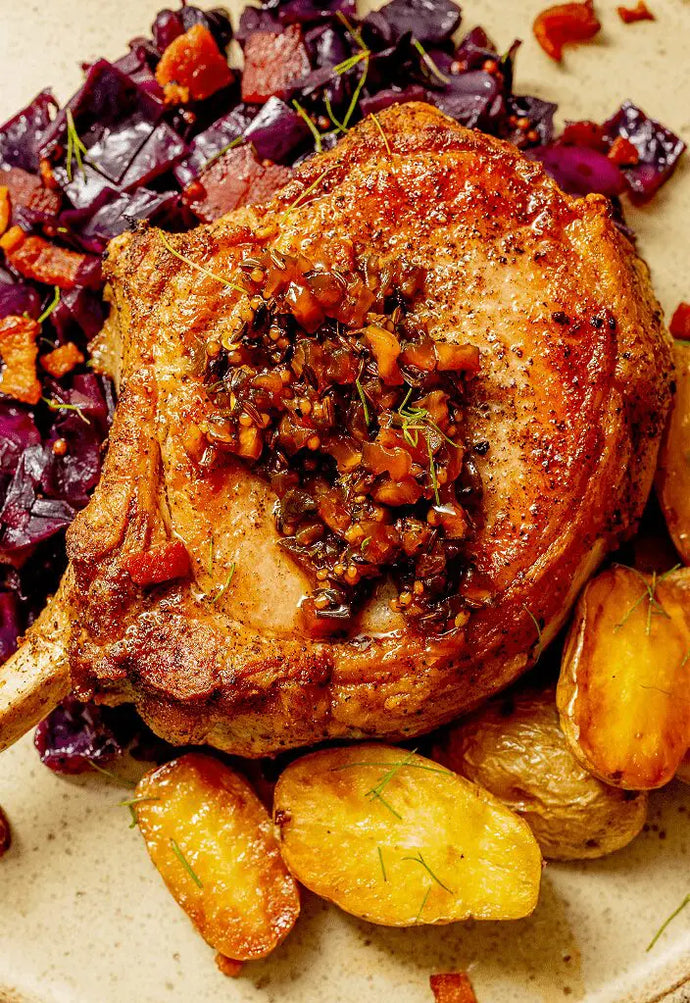Pork Chops with Braised Red Cabbage