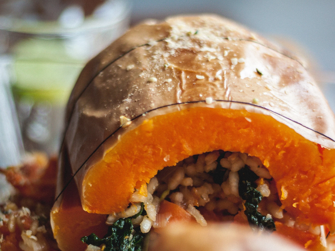 Stuffed Risotto Squash [Vegan]