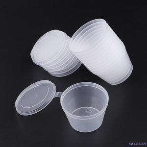 10pcs Disposable Clear Plastic Sauce Chutney Cups Slime Storage Container Box With Lids 80ml