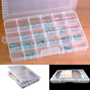 24 Compartment Organizer Plastic Bin Portable Parts Storage Container Case Bolts