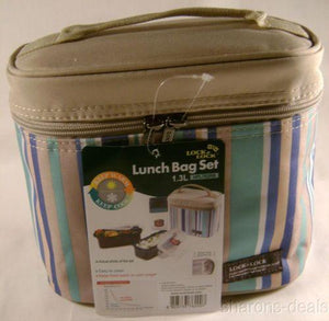 Lock Lock Blue Tan Thermal Double Zip Bag Lunch Box HPL762RB Bottle Containers