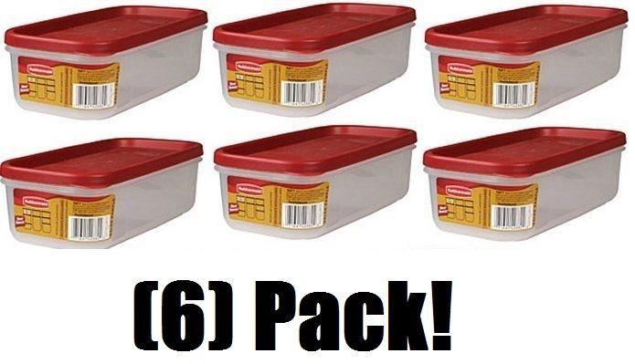 (6) ea Rubbermaid 1776470 Racer Red 5 Cup Dry Food Plastic Storage Containers