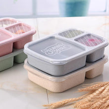 1Pc Wheat Straw Lunchbox 3 Grids With Lid Fruit Food Box Storage Container Biodegradable Bento Lunch Boxes For Kids Dinnerware