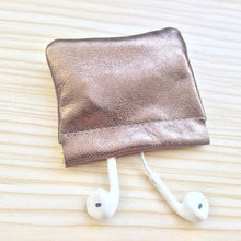 Genuine Leather Digit Data Bag Headphone Protective Case Auto Closing Coin Money Storage Container