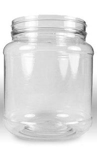 Clearview Container 6 Pack 5 Pint 80 oz. net wt. 57 fluid oz. Plastic Wide Mouth Jar with Pressurized Seal White screw on cap lid and Container Shatter-Proof BEST American BPA Free crystal clear PET …