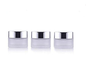 3Pcs Refillable Empty Glass Cosmetic Storage Containers With Bright Silver Cover And White Inner For Eyeshadow Cream Container Lot Pot Jars (15G)