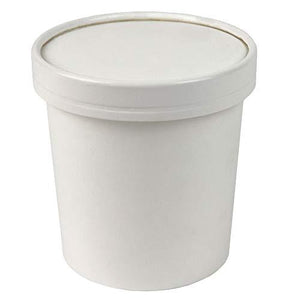 16 Oz Pint Freezer Containers And Lids - Compostable Eco Friendly Paper Cups - With Non-Vented Lids To Prevent Freezer Burn Perfect For Ice Cream! Fast Shipping - Frozen Dessert Supplies - 50 Count