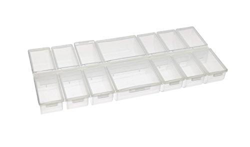 14-Compartment Clear Plastic Rectangular Jewelry Bead Storage Organizer