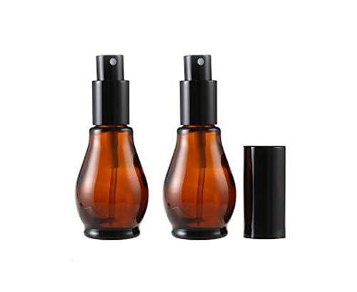 2Pcs Empty Refillable Cucurbit Shaped Amber Glass Spray Bottles Fine Mist Cosmetic Perfume Makeup Water Storage Container Vial Jar Pot With Black Sprayer And Cap(30Ml/1Oz)