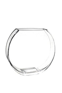 Flower Glass Vase Decorative Centerpiece For Home or Wedding by Royal Imports - Flat Fishbowl Shape, 7.5" Tall, 5" Opening