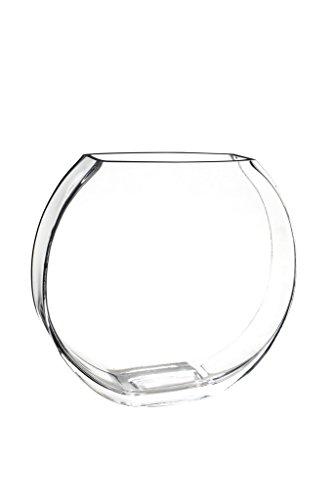 Flower Glass Vase Decorative Centerpiece For Home or Wedding by Royal Imports - Flat Fishbowl Shape, 7.5