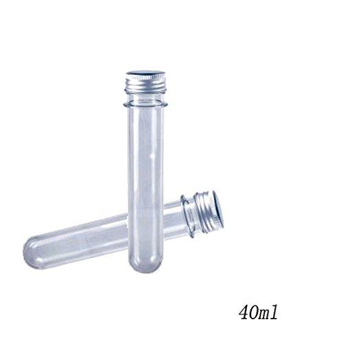 12Pcs 40Ml Clear Round Pet Cosmetic Facial Mask Tube Refillable Makeup Sample Cream Bath Salt Test Tube Bottle Candy Storage Container Jar With Aluminum Screw Caps