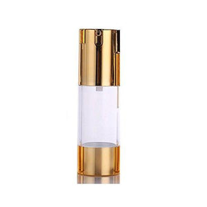 1Pcs Golden Airless Pump Bottles-Empty Refillable Plastic Bayonet Cream Lotion Toner Cosmetic Toiletries Liquid Storage Containers Jar Pots (30Ml)