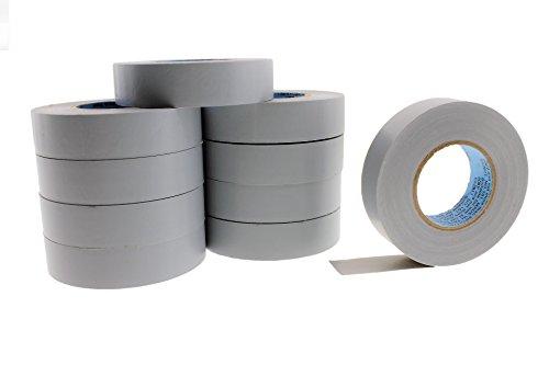 10Pk 3/4  Gray Silver Grey Electrical Tape Supreme Durable .75 Pro-Grade Wire Harness Pvc Vinyl Marking Labeling Coding Warning Safety Flame Retardant 60' 7 Mil