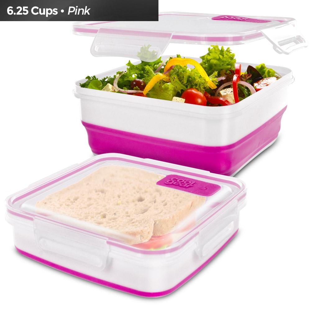 Cool Gear Expandable Air Tight Food Lunch Box Container 6.25 CUP BPA-free Pink