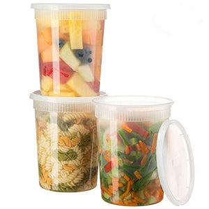 Basix Deli Food Storage Container with Lids 32 Ounce Pack of 48 Leakproof Containers, Great For Meal Prep, Picnic, Take Out, Fruits, Cookies, Or Any Kind Of Food