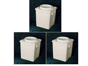 11.3 Gal, 3 Pack- Bucket With Screw Top Locking Lid, | Plastic | Life Latch White | Square With Round Lid
