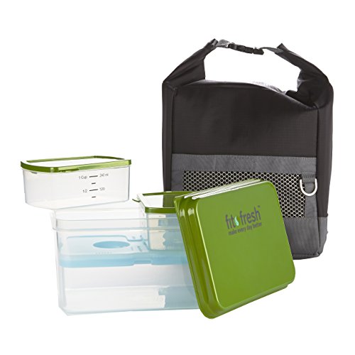 Fit & Fresh Sporty Insulated Lunch Bag Kit with Reusable Containers