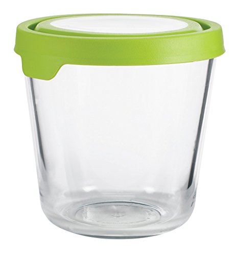 Anchor Hocking 11907AHG17 Trueseal Glass Food Storage Containers Airtight Lids, 7 Cup Tall, Green