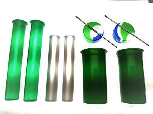 10 Pc Set- 2 Pcs, Doob Tube- 95Mm, King Tube 113Mm, 13 Dram Pop Top Container, 5Ml Silicone Jar + Ss Tool