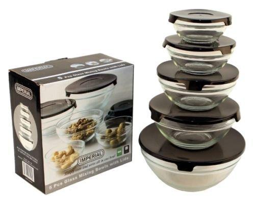 10 Pcs Glass Lunch Bowls Healthy Food Storage Containers Set With Black Lids