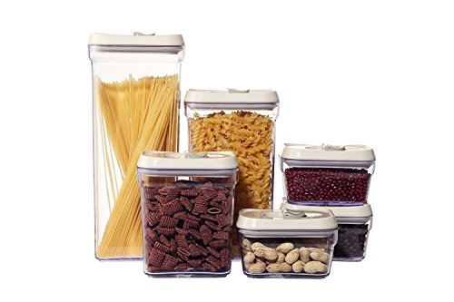 Juvale Dry Food Storage Containers - 6-Piece Airtight Food Storage Canisters, BPA Free, Kitchen Organizer Food Jars for Dried Goods, Cereal, Pasta, Herbs, Spices, 4 Assorted Sizes