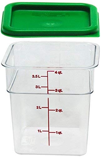 Cambro 4SFSCW135 4 Qt. Clear Container with SFC2452 Kelly Green Lid, 4 Quart