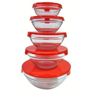 10-Piece Nested Glass Bowl Set [Set Of 2] Color: Red