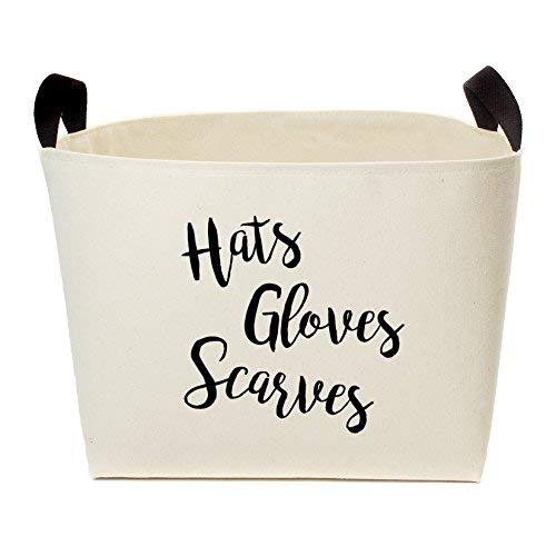 A Southern Bucket Hats Gloves Scarves Canvas Storage Basket, Winter Accessories Organizer