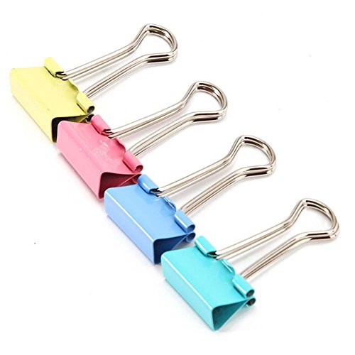 HEHGU 40Pcs Metal Fold Back Clips with Box,Binder Clips,Paper Clamp Clips Multicolors, 32cm, for Office, School and Home Supplies
